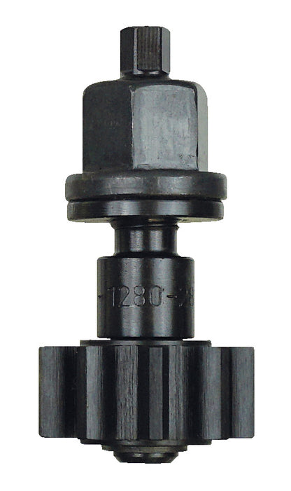 KL-1280-2811 - Engranaje de bloqueo: Pieza metálica con cabeza hexagonal, cuerpo cilíndrico y engranaje dentado inferior