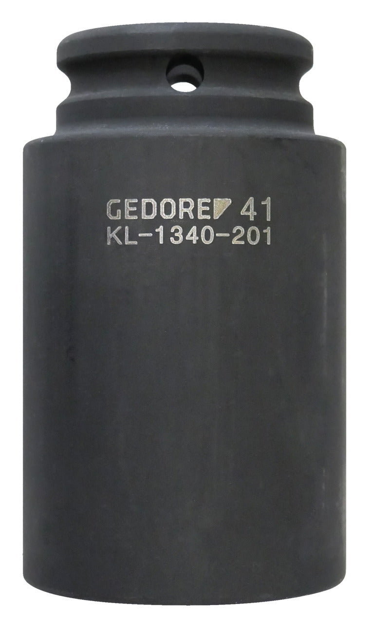 KL-1340-201 - Llave de tubo SW 41: Vaso de impacto cilíndrico negro con orificio para pasador de retención