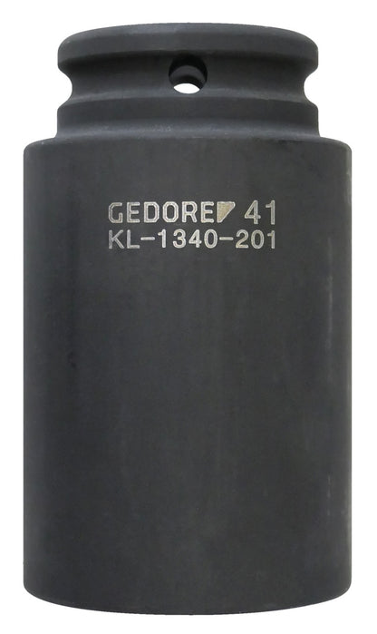 KL-1340-201 - Llave de tubo SW 41: Vaso de impacto cilíndrico negro con orificio para pasador de retención