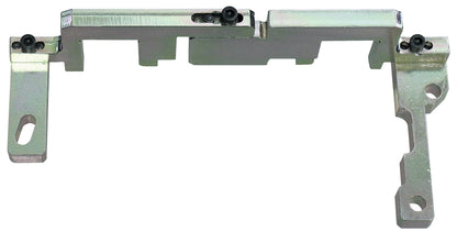 KL-1380-7531 A - Placa de bloqueo NW: Soporte metálico plano con recortes, orificios de fijación y tornillos negros