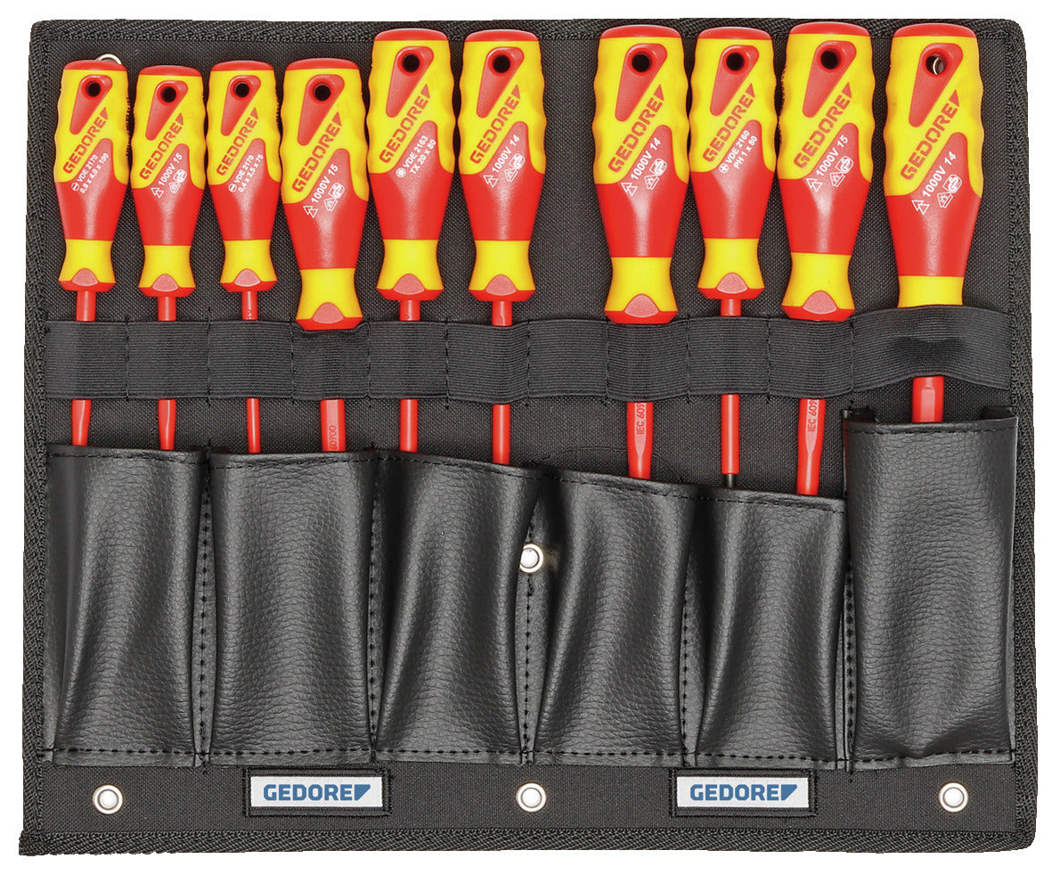 KL-4600-10 Z - VDE-tool HYBRID incl. suplemento: Juego de destornilladores mango rojo y amarillo en estuche textil