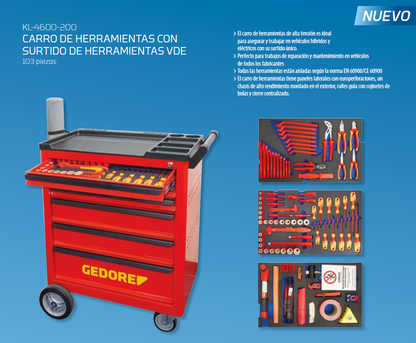 GEDORE KL-4600-200 - Carro de Herramientas con surtido de herramientas aisladas VDE (3415740)