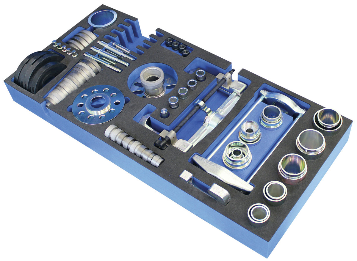 KL-4999-250 - Carro de taller "Rodamientos y bujes": Bandeja de espuma con casquillos, adaptadores