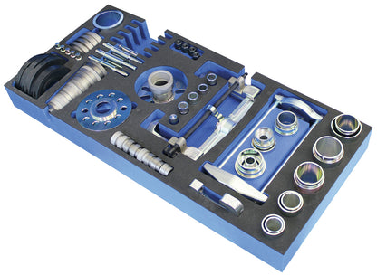 KL-4999-250 - Carro de taller "Rodamientos y bujes": Bandeja de espuma con casquillos, adaptadores
