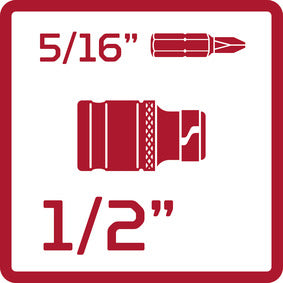 R67100006 - Adaptador para puntas 1/2" cuadrado x 5/16" hexagonal | L=38 mm