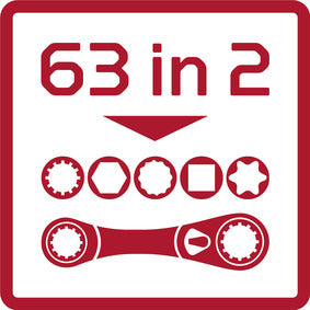 GEDORE red R07501002 - Jeu de 2 clés à cliquet pour 63 applications différentes