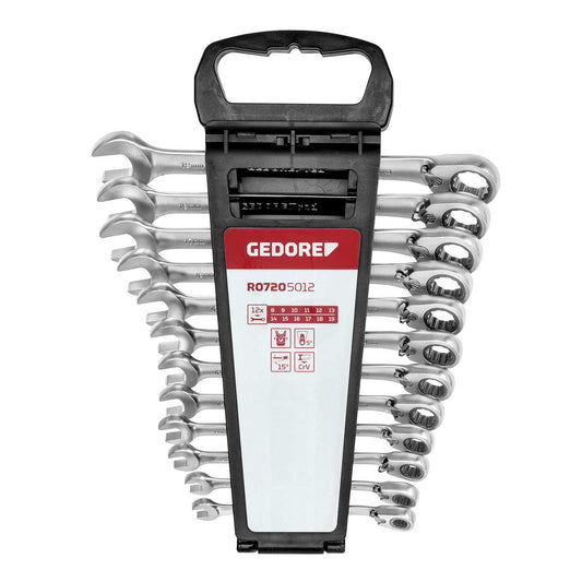 GEDORE red R07205012 - Jeu de 12 clés à cliquet combinées 8-19 mm