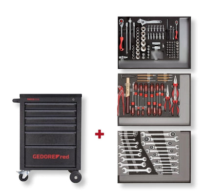 GEDORE red R21560005 - Chariot d'atelier MECHANIC avec assortiment de 129 outils