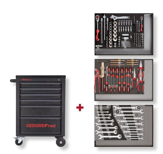 GEDORE red R21560005 - Chariot d'atelier MECHANIC avec assortiment de 129 outils