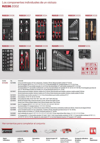 GEDORE red R21562002 - Chariot d'atelier MECHANIC noir avec assortiment de 166 outils