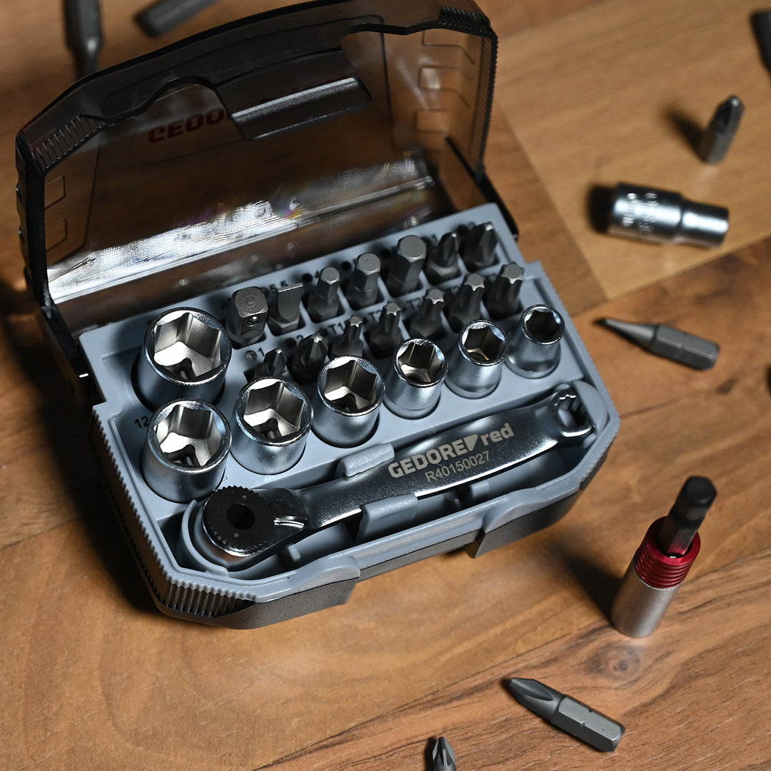 GEDORE red R49005023 - Jeu de douilles et embouts 1/4" 6-13 mm, 23 pièces