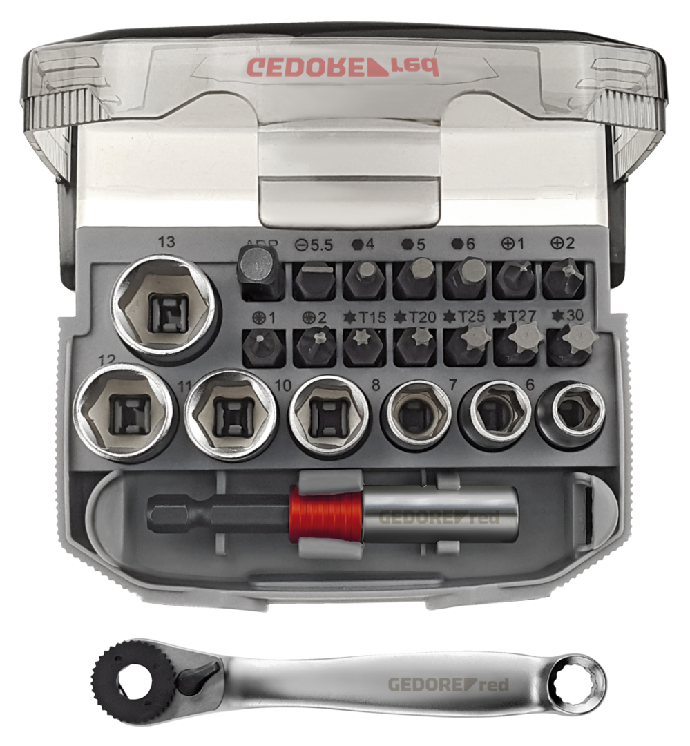 GEDORE red R49005023 - Jeu de douilles et embouts 1/4" 6-13 mm, 23 pièces