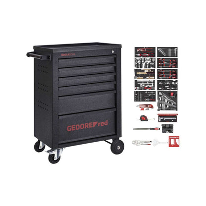 GEDORE red R21562002 - Chariot d'atelier MECHANIC noir avec assortiment de 166 outils