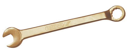 Llave combinadaodada 27mm: Llave combinada de color bronce con boca abierta y anillo dodecagonal