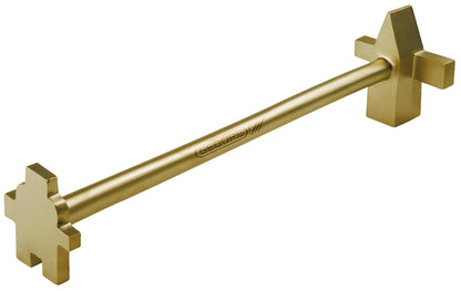 Llave especial multiusos 400mm: Barra larga de metal dorado con extremos en forma de cruz dentada