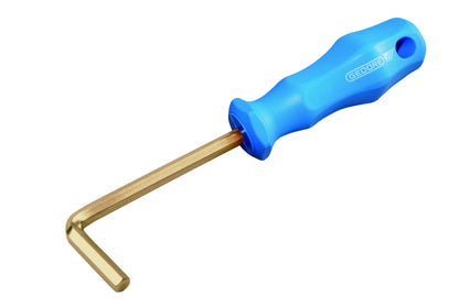 GED0250500S - Llave allen ángulo mango 12mm: Llave allen en ángulo con mango ergonómico azul y vástago dorado
