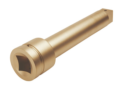 Alargadera impacto 1/2" 250mm: Alargadera cilíndrica dorada con cuadradillo hembra en un extremo