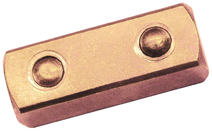 Cuadradillo pasante 1/4" ATEX: Pieza metálica rectangular con dos cabezas redondas remachadas