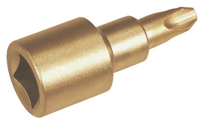 Vaso destor 1/2" philips PH 1: Vaso portapuntas hexagonal con punta de estrella integrada, acabado dorado