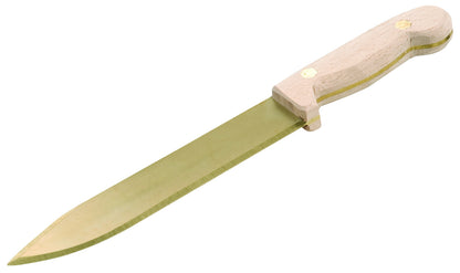 Cuchillo reforzado 300 mm ATEX: Cuchillo de hoja ancha color latón y mango de madera con remaches