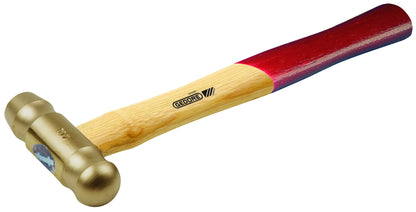 Martillo montador 800 g: Martillo con cabeza metálica dorada y mango de madera con extremo rojo