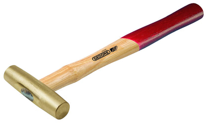 Martillo tipo americano 300 g: Martillo con cabeza cilíndrica de latón y mango de madera con extremo rojo