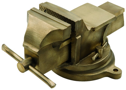 Tornillo de banco 100 mm ATEX: Tornillo de banco de bronce con mordazas dentadas y base giratoria