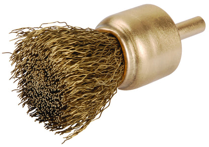 Cepillo Ø26 mm AntiChispa: Cepillo de púas metálicas en forma de copa con vástago cilíndrico