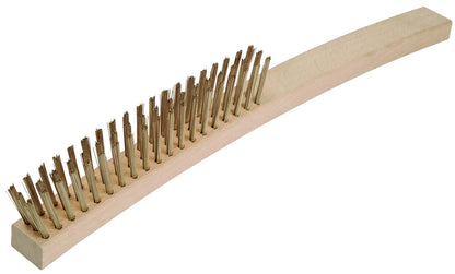 GED1750030S - Cep. 3 filas: Cepillo de cerdas metálicas con mango de madera curvado en varias filas