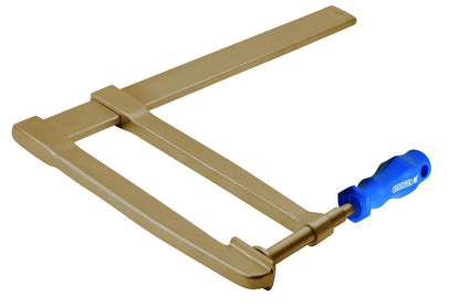 Sargento largo 480 mm ATEX: Sargento en forma de F con mango azul y cuerpo antichispa