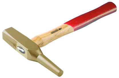 Martillo botador Ø10 mm ATEX: Martillo con cabeza metálica dorada y mango de madera con extremo rojo