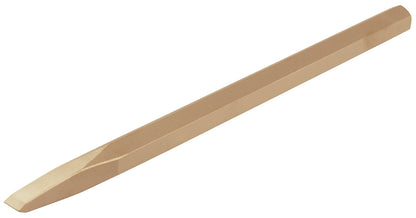Cincel agudo hexágonal 250mm: Cincel alargado de metal dorado con punta plana en bisel