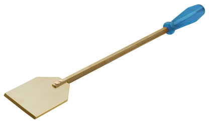 Rasqueta con mango 480 mm ATEX: Rasqueta triangular de mango largo y empuñadura azul