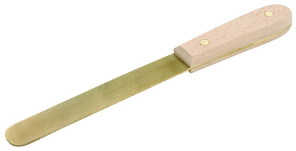 Cuchillo forma espátula 350mm: Espátula de hoja de latón plana y mango de madera con remaches