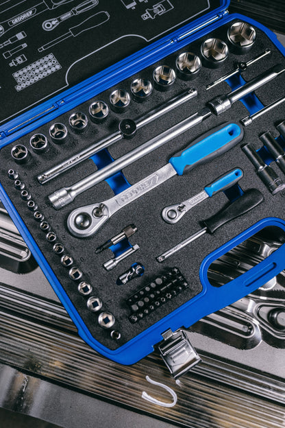 Jeu de douilles 1/4"+1/2" Gedore 19 BMC 20 · 69 pièces