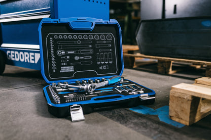 Jeu de douilles 1/4"+1/2" Gedore 19 BMC 20 · 69 pièces