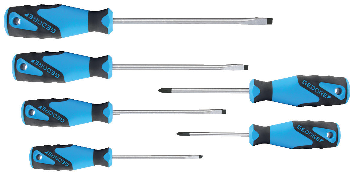 Jeu de 6 tournevis plats et cruciformes