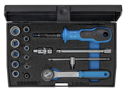 Juego de vasos Unit Drive de 1/4" Gedore D 20 EMU-3 · 17 piezas