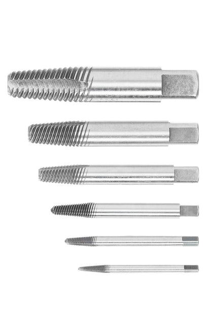 8551 S-006 - Juego de Extractor Tornillos M3-M24: Seis extractores de tornillos de distintos tamaños con espiral cónica