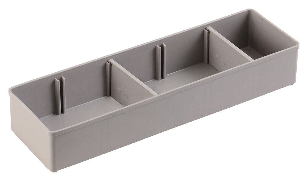 E-1101 BT - Compartimento insertable I3: Bandeja rectangular de plástico gris con divisores separables