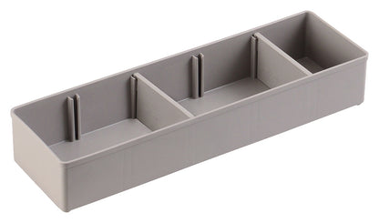 E-1101 BT - Compartimento insertable I3: Bandeja rectangular de plástico gris con divisores separables