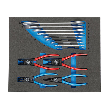 TS CT2-6-8000 - Assortiment de pinces et de clés plates en module de mousse Check-Tool à double corps, 15 pièces