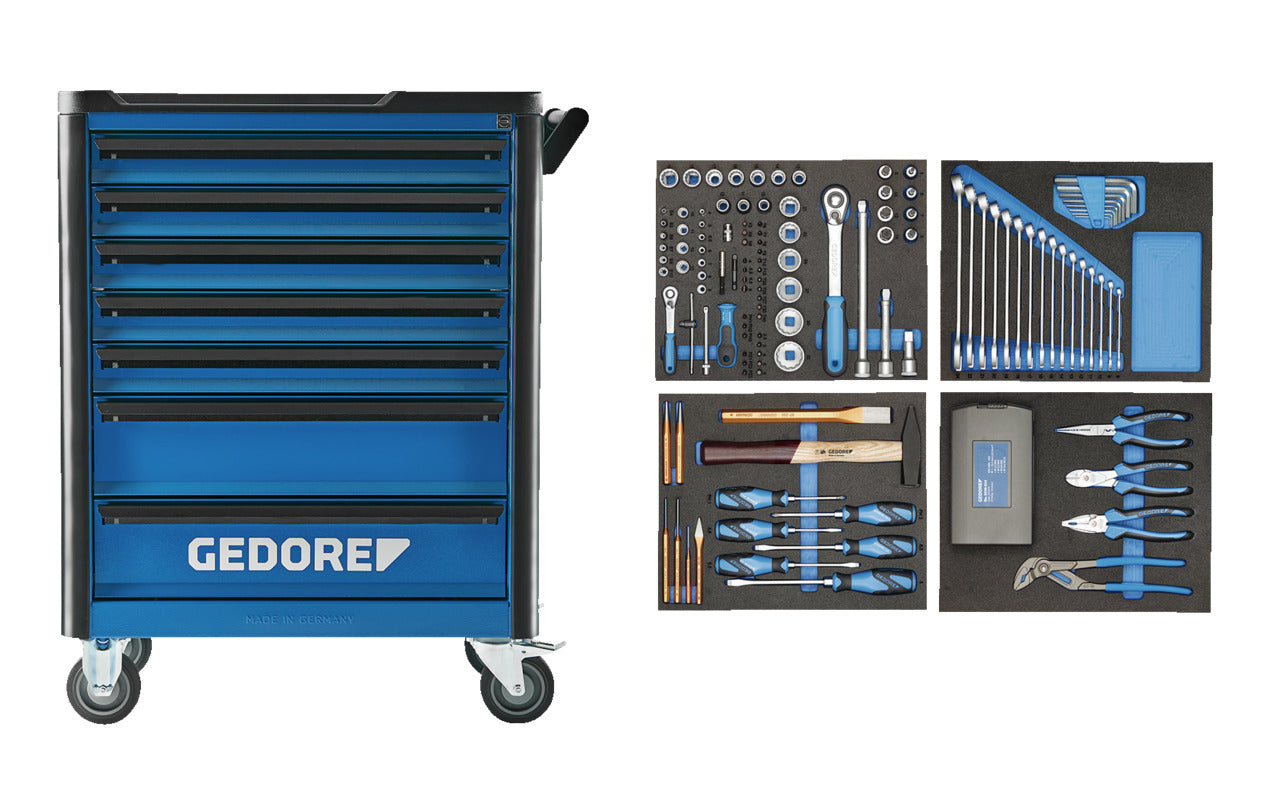 Carro de taller GEDORE WHL-L7 completo con surtido de 147 herramientas