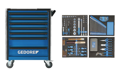 Carro de taller GEDORE WHL-L7 completo con surtido de 147 herramientas