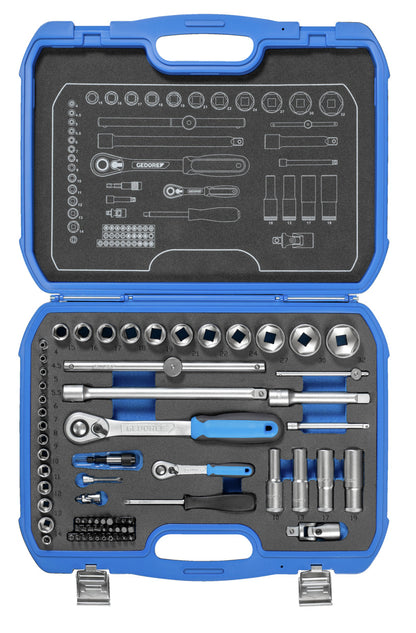 Jeu de douilles 1/4"+1/2" Gedore 19 BMC 20 · 69 pièces