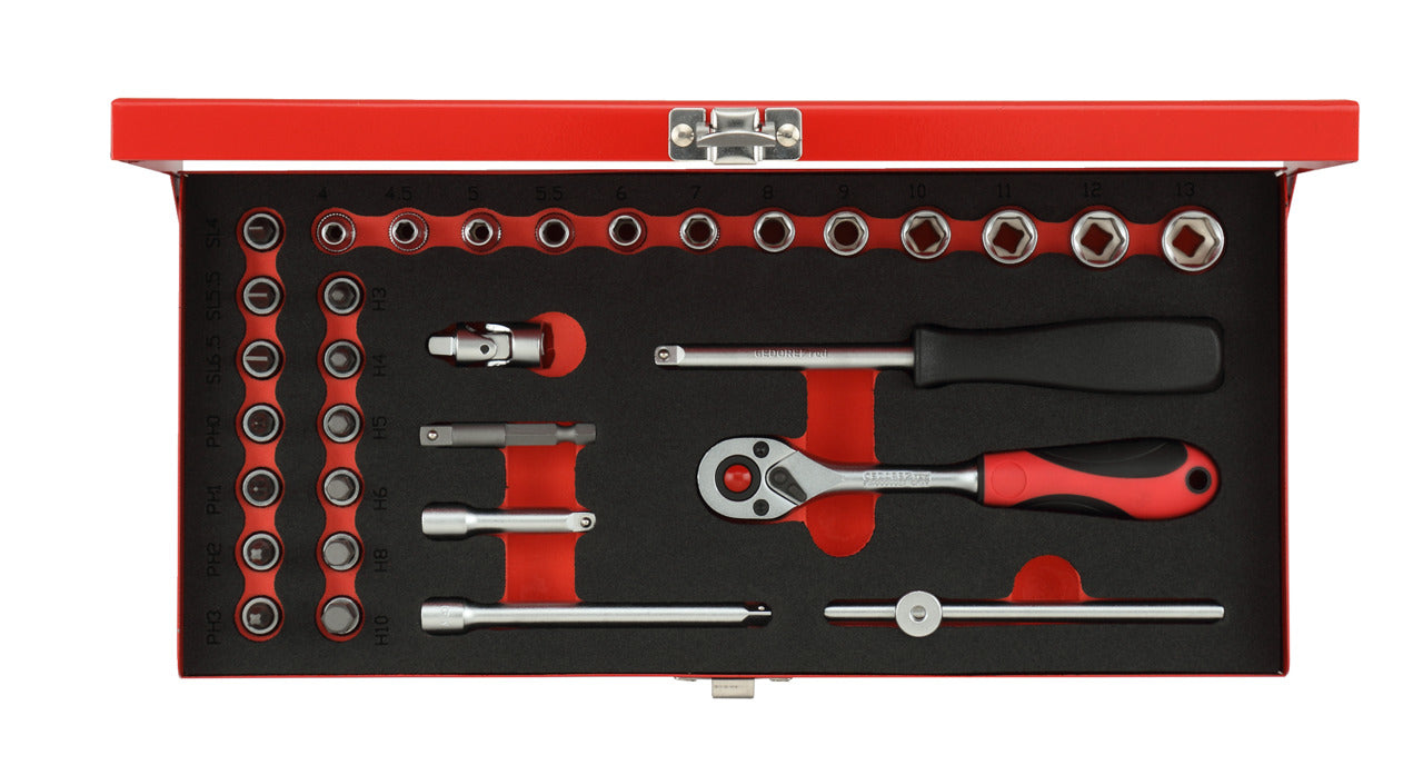 GEDORE red R49004033 - Jeu de douilles 1/4", 4-13 mm, 33 pièces