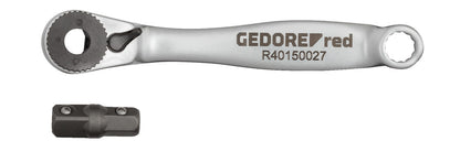 GEDORE red R40150027 - Clé à cliquet porte-embouts 2 composants 1/4", L=90 mm, angle de retour 5°