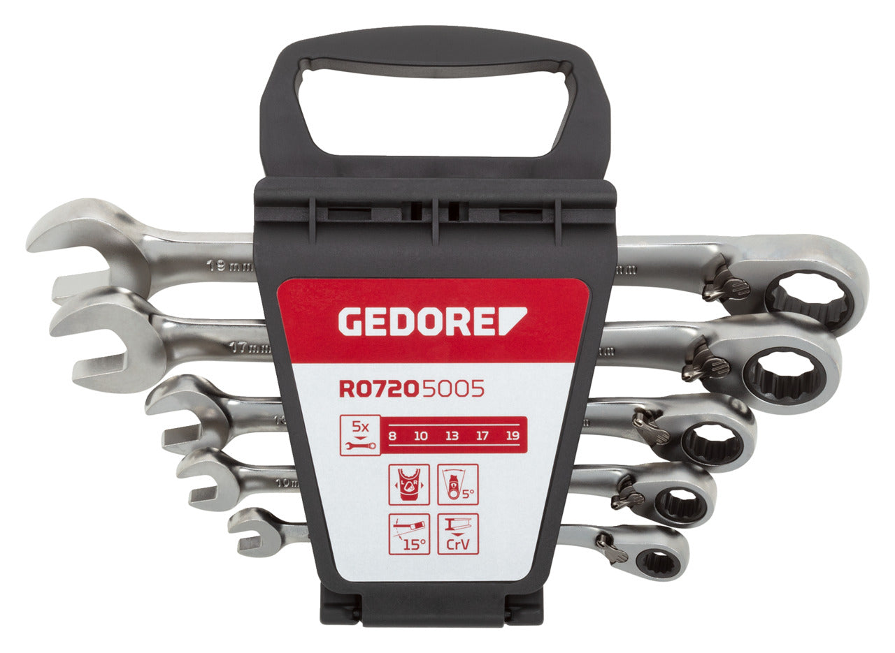 GEDORE red R07205005 - Jeu de 5 clés mixtes à cliquet 8-19 mm