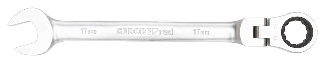 Llave combinada de carraca articulada, 17 mm