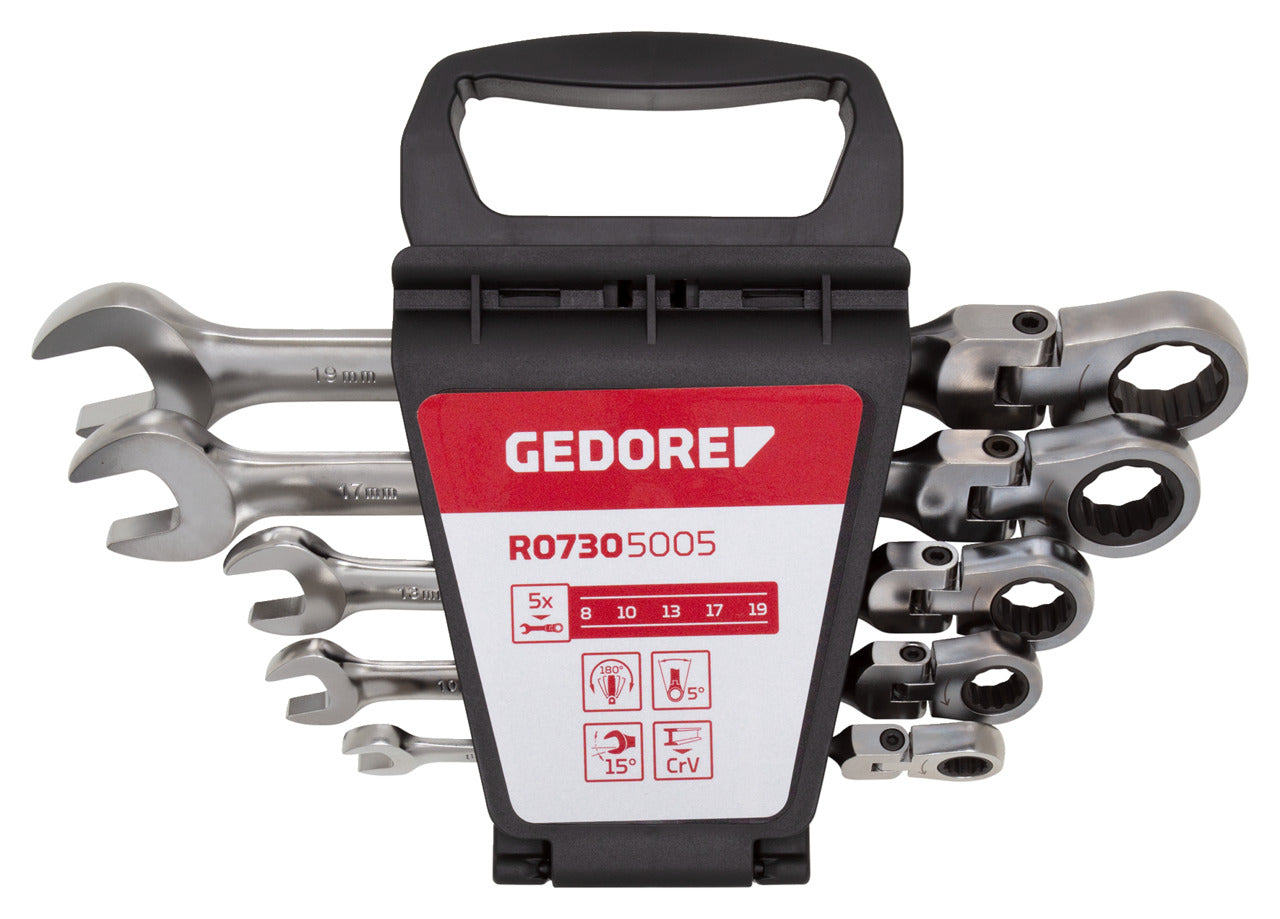 GEDORE red R07305005 - Jeu de clés mixtes à cliquet articulées 8-19 mm